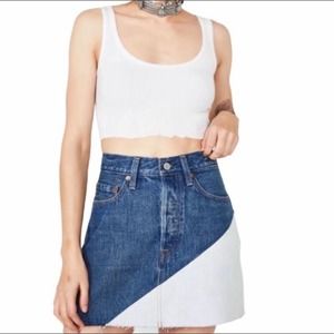 Levi’s Deconstructed Colorblock Mini Jean Skirt